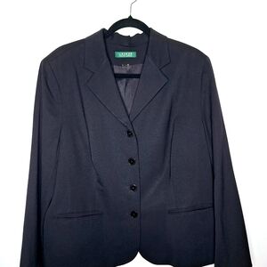 Lauren Ralph Lauren brand"The Career Blazer in Black" Black button-down blazer.